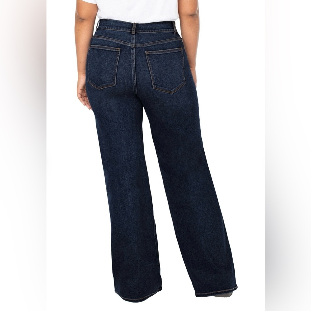Well Worn Dark Blue High-Rise Wide Leg Jeans - Picture 5 of 9